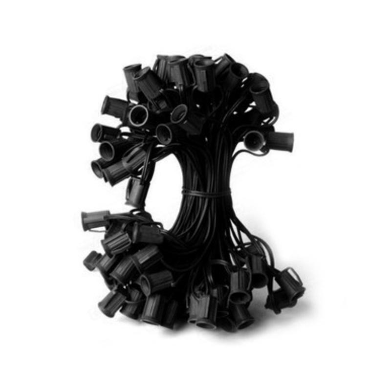 Commercial C7 Christmas Light Socket Set 100 Black 12 Spacing