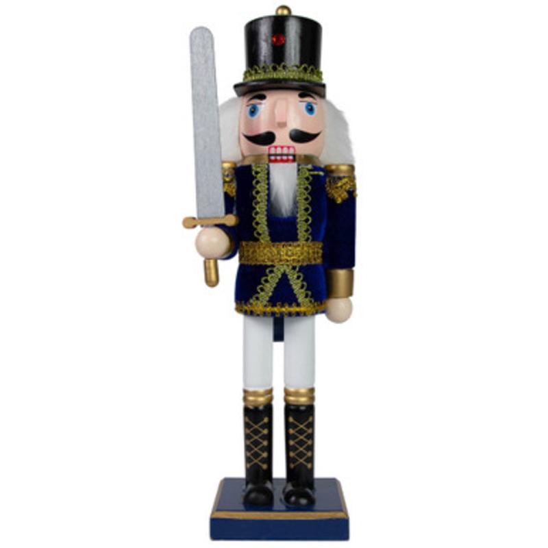 Christmas Nutcracker Soldier with Sword Decoration  14  Blue and White