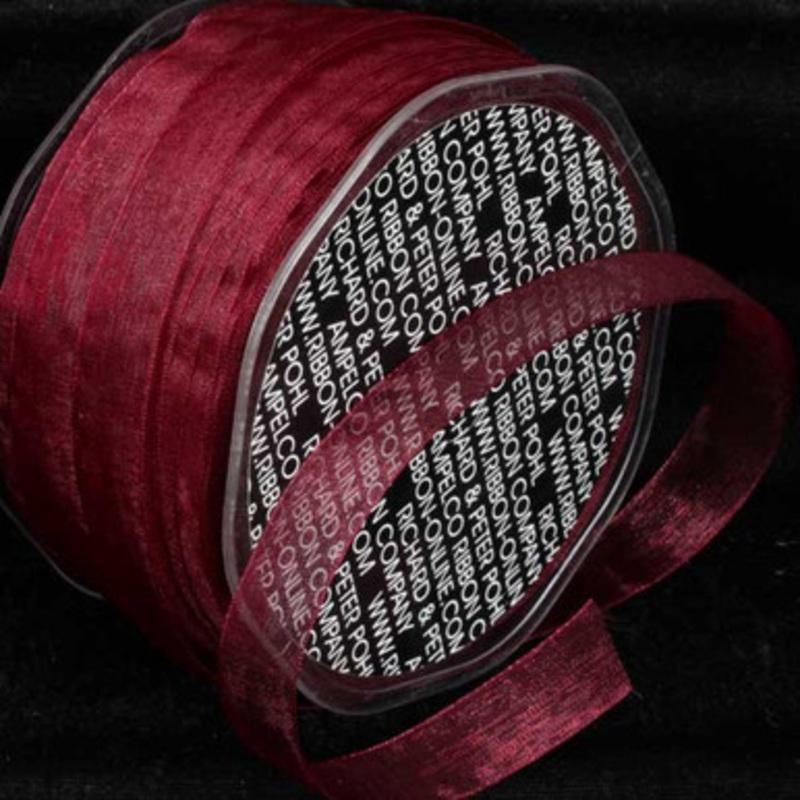 Burgundy Red Solid Organdy Christmas Craft Ribbon 0.25 x 200 Yards