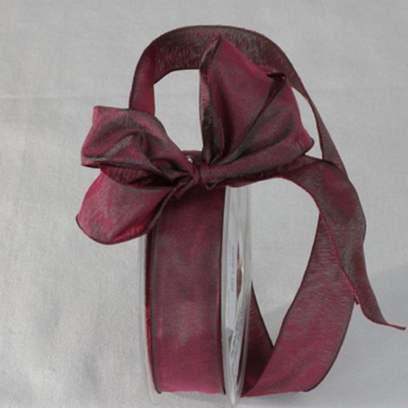 Burgundy Red Solid Wired Edge Ribbon 1 x 27 Yards