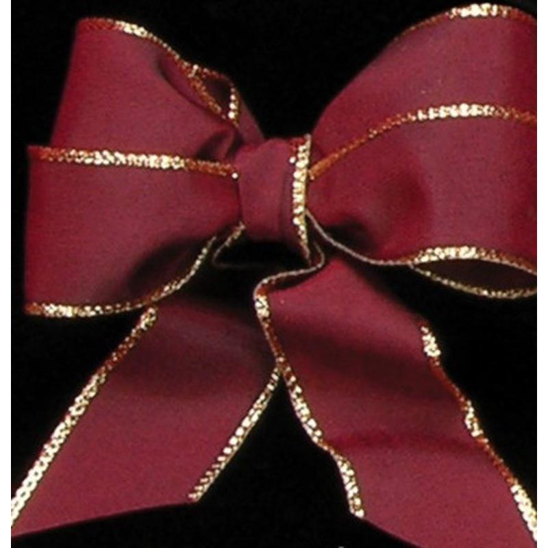 Burgundy Red and Gold Taffeta Wired Craft Ribbon 1.5 x 27 Yards
