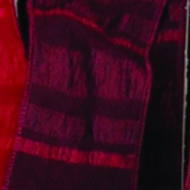 Burgundy Red Contemporary Striped Wired Craft Ribbon 6 x 20 Yards