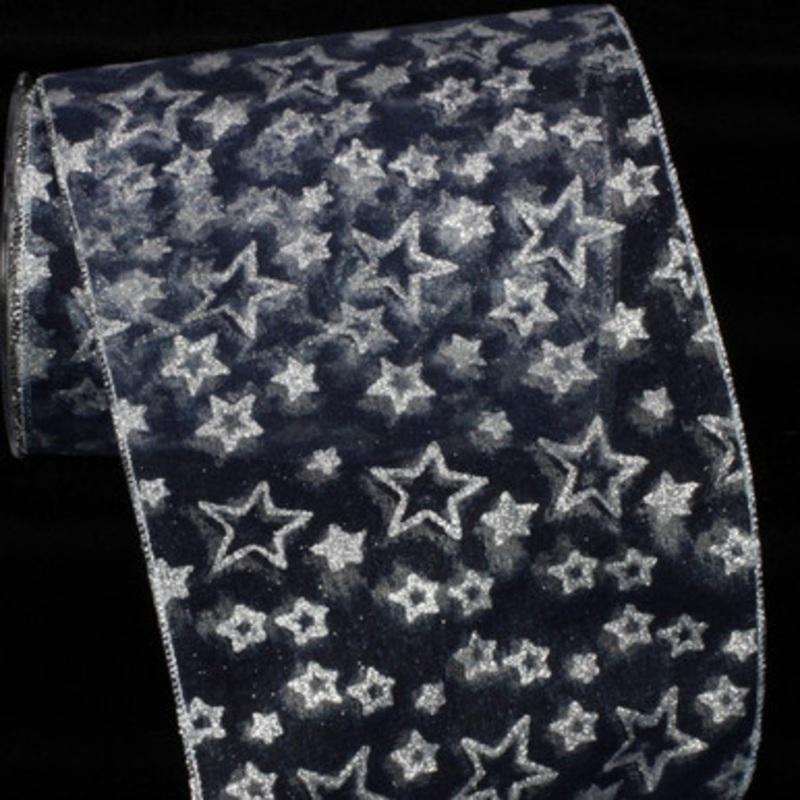 Blue Sheer Star Wired Craft Ribbon 6 x 20 Yards