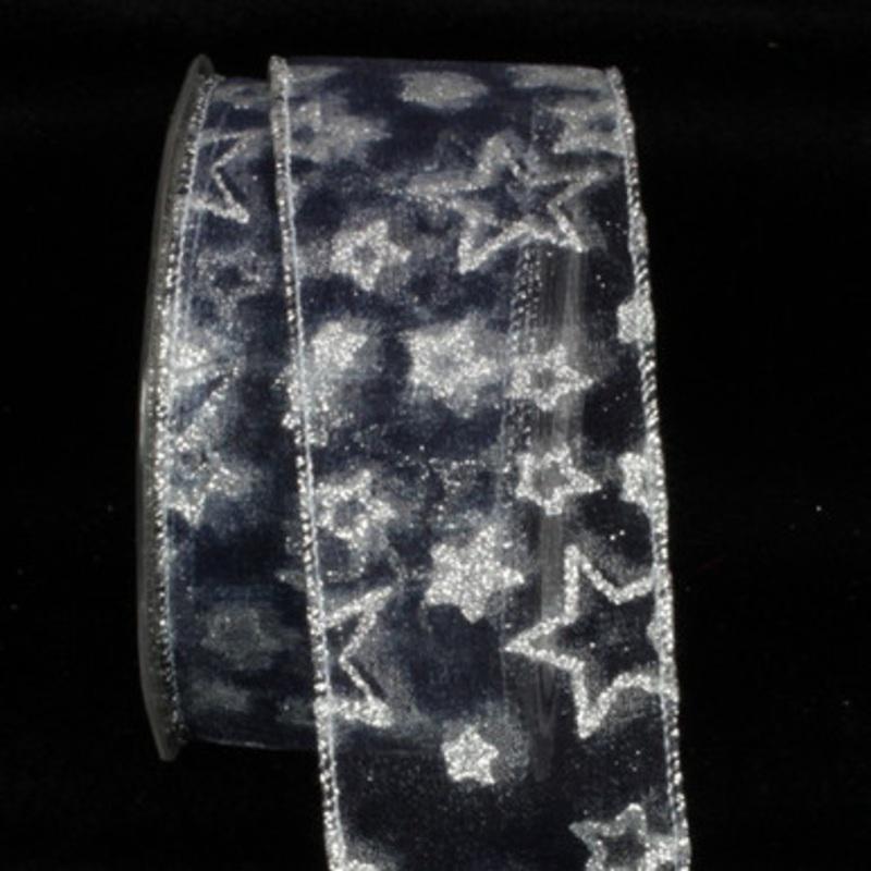 Blue Sheer Star Wired Craft Ribbon 2 x 20 Yards