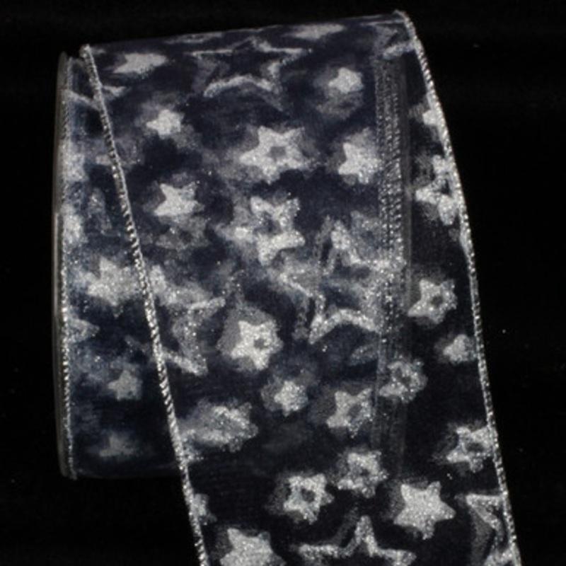 Blue Sheer Star Wired Craft Ribbon 3 x 20 Yards