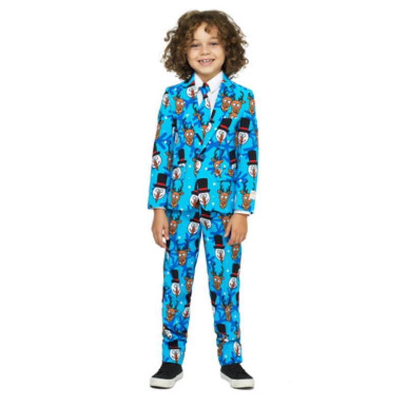 Blue and Brown Winter Winner Boys Child Christmas Slim Fit Suit  2Y