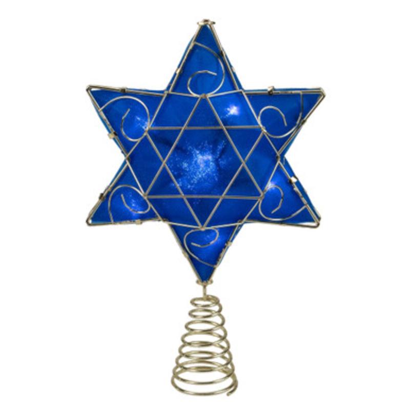 Blue and Gold Colored Hanukkah Star LED Tree Topper 11.5