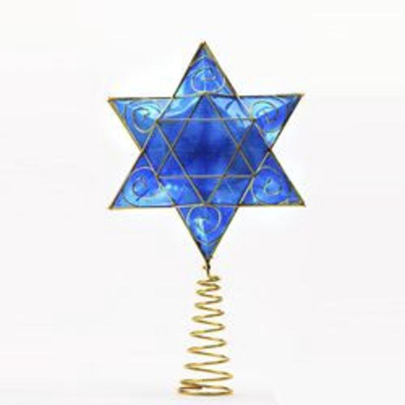 Blue and Gold Colored Hanukkah Star LED Tree Topper