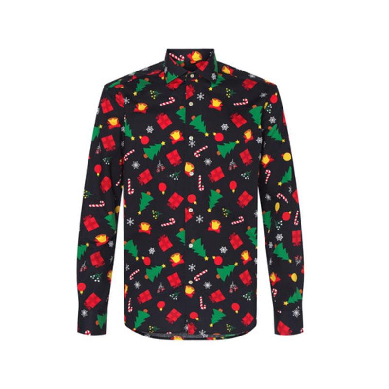 Black and Red Icons Mens Adult Christmas Shirt  Large