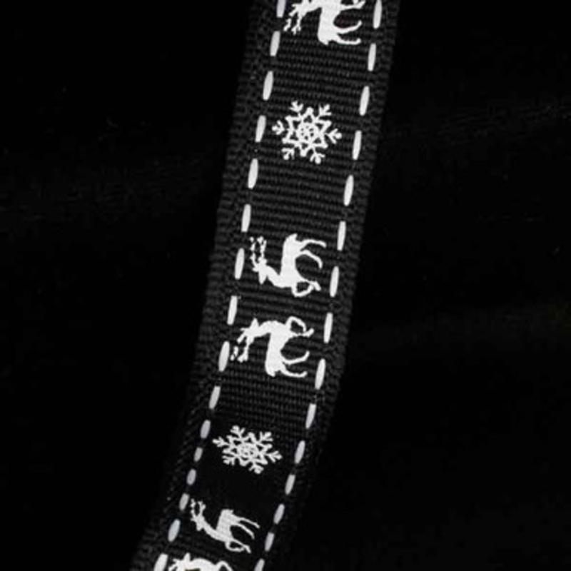 Black and White Reindeer Wired Craft Ribbon 0.5 x 54 Yards