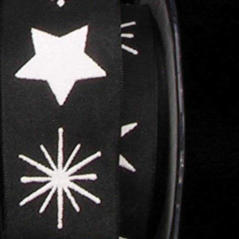 Black and White Stars with Snowflakes Wired Craft Ribbon 1.375 x 20 Yards