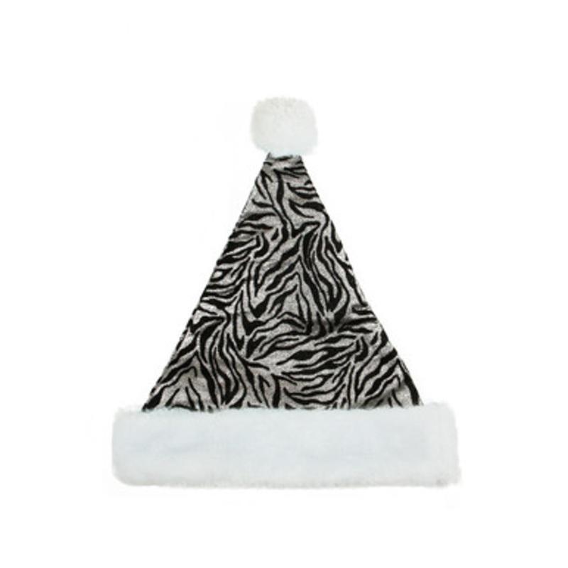 Black and White Unisex Adult Christmas Santa Hat Costume Accessory  Medium