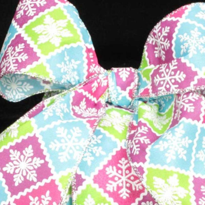 Blue and Green Snowflake Wired Craft Ribbon 2.5 x 40 Yards