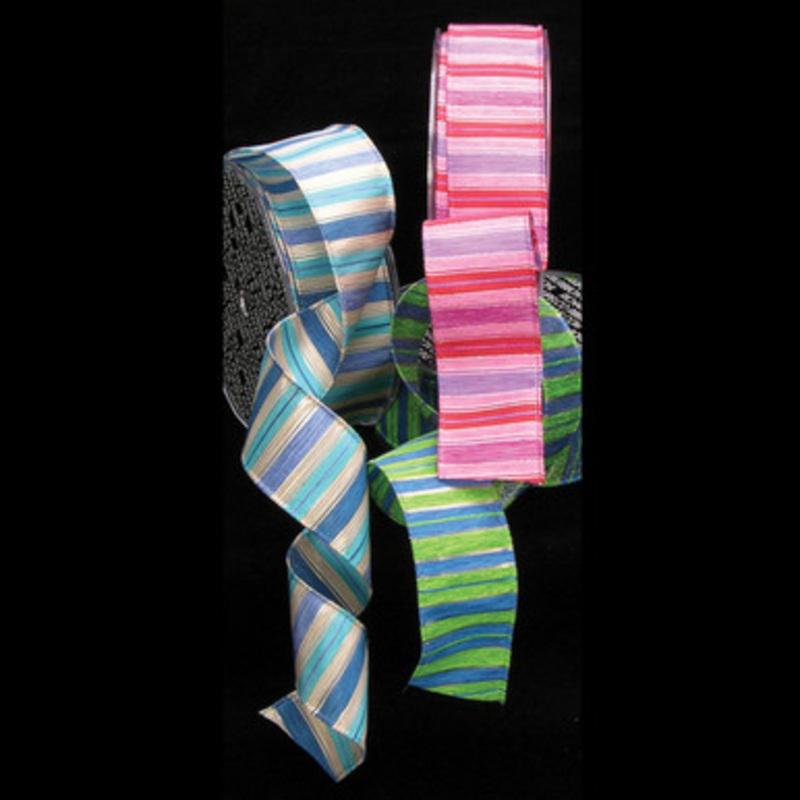 Blue and Purple Fun Striped Wired Craft Ribbon 1.5 x 27 Yards