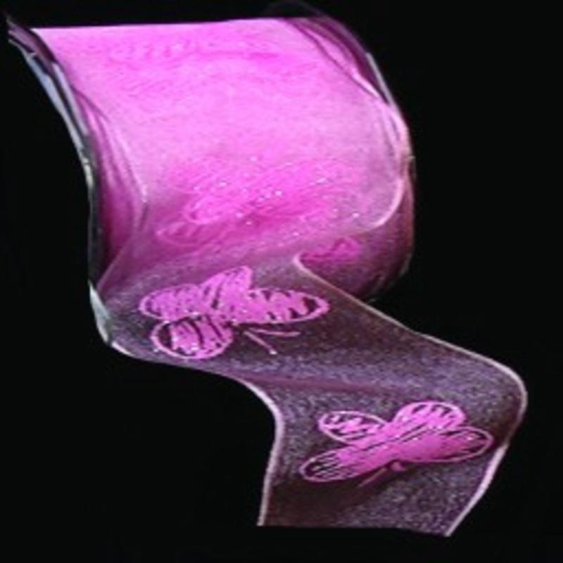 Baby Pink Spring Butterfly Wired Craft Ribbon 1.5 x 27 Yards