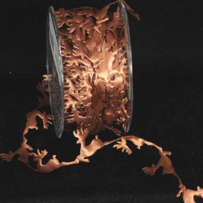 Antique Brown Embossed Satin Reindeer 1 x 20 Yards