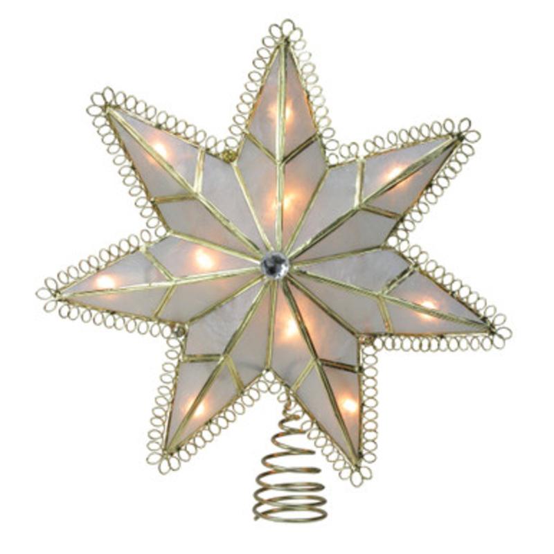 9.25 Lighted Gold Star Loop Christmas Tree Topper  Clear Lights