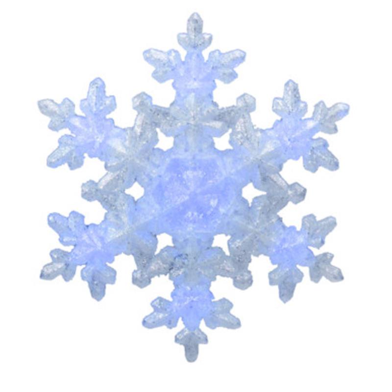 9.25 White and Blue Lighted Sparkly Snowflake Christmas Tree Topper  Clear Lights