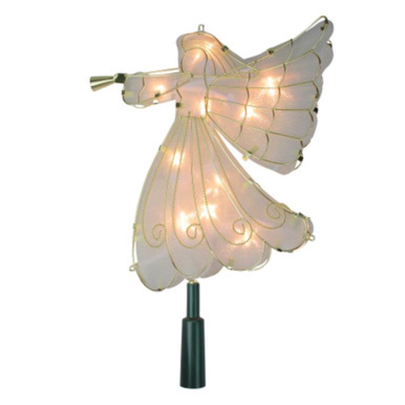 9.5 Lighted Gold Angel Silhouette Christmas Tree Topper  Clear Lights