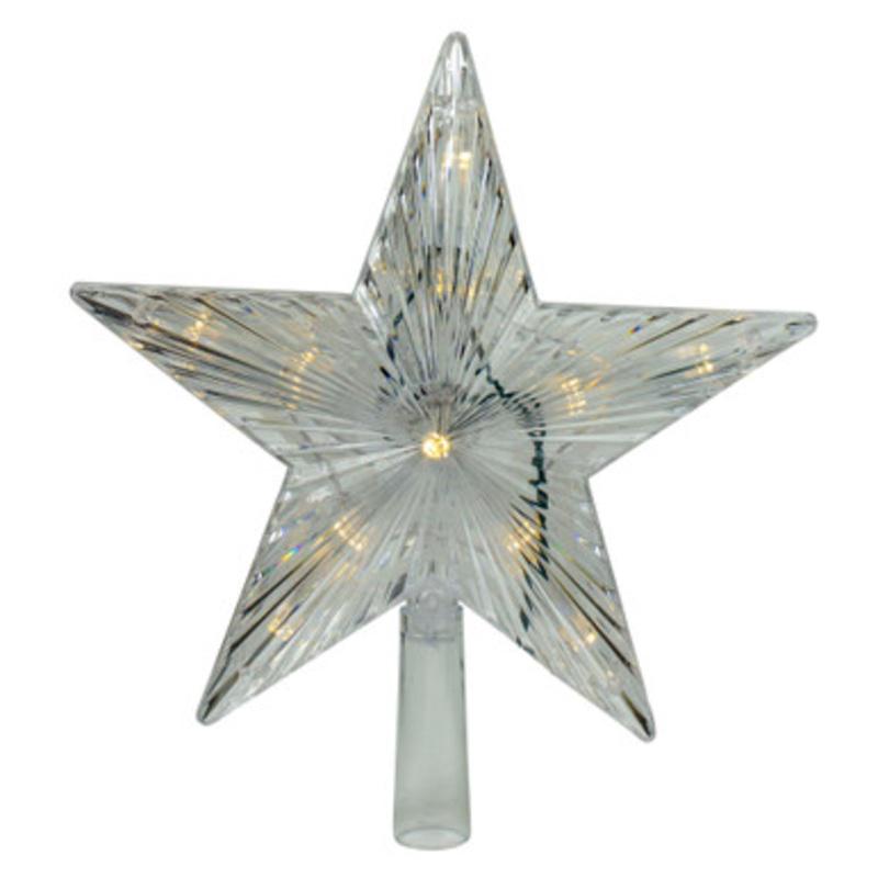 9.5 Lighted White Star Christmas Tree Topper  White and Multicolor LED Lights