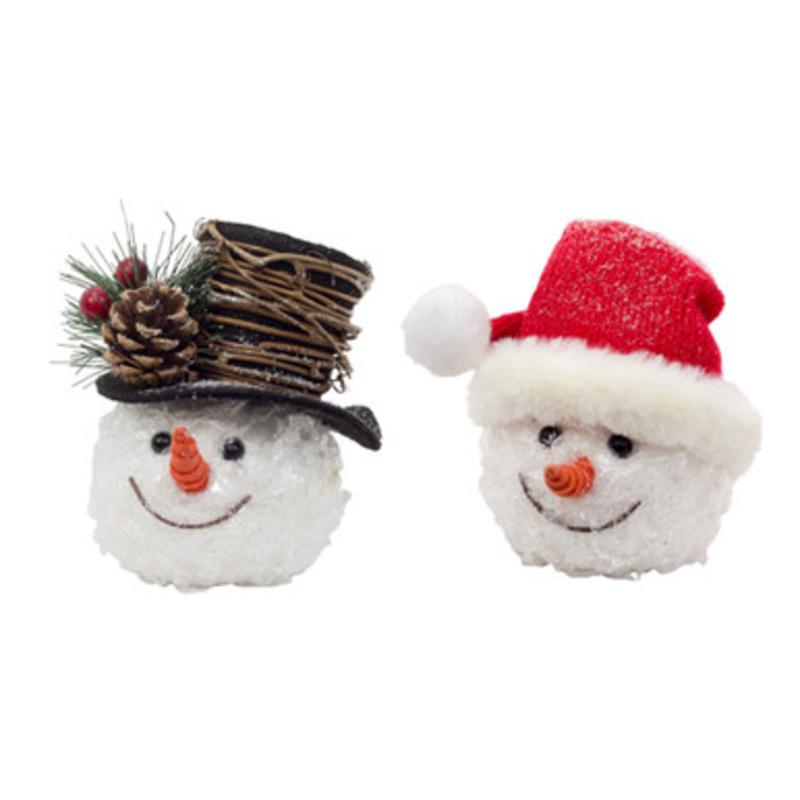 9 Red Assorted Crackle Snow-head Ornaments