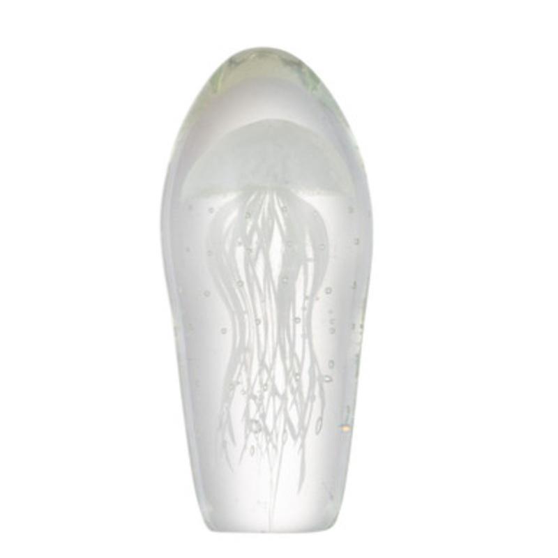 9 White and Green Jellyfish Glass Egg Accent