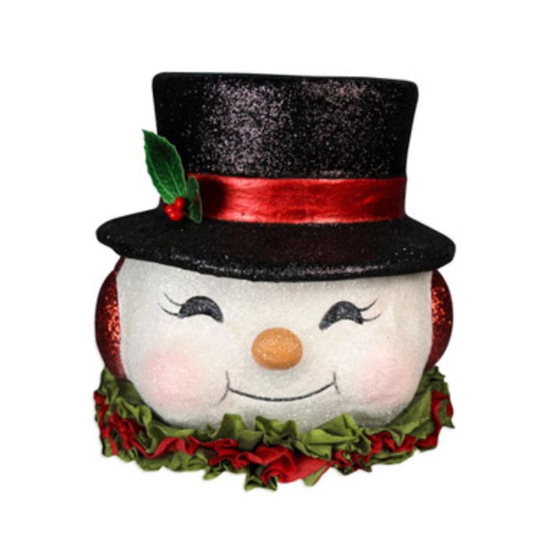 9 Black and White Happy Retro Snowman Bucket Christmas Tabletop Decor