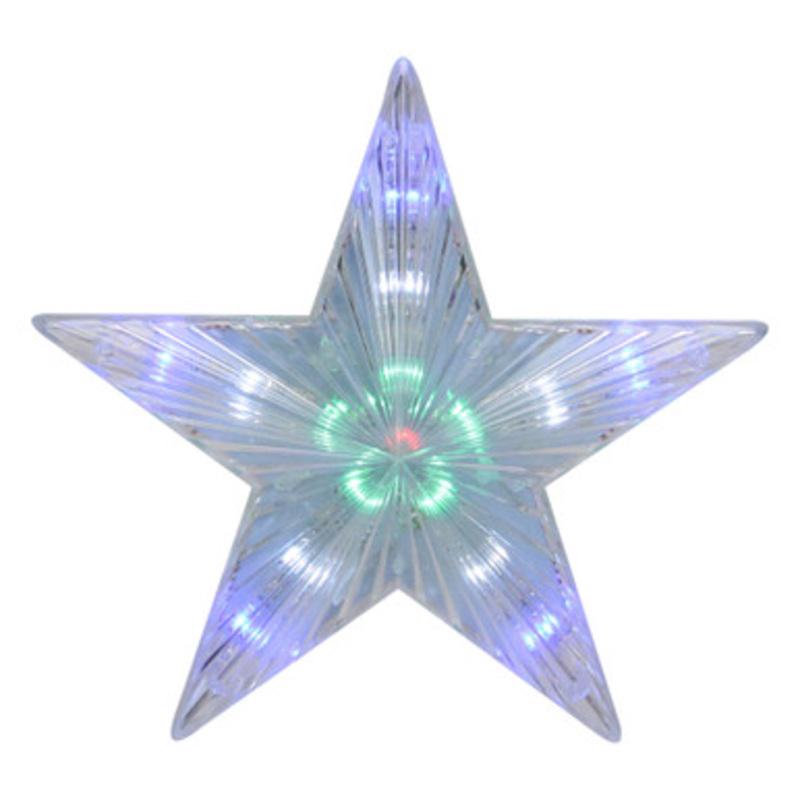 8.5 Clear Lighted Contemporary Tree Topper Star  Multi-Color Lights