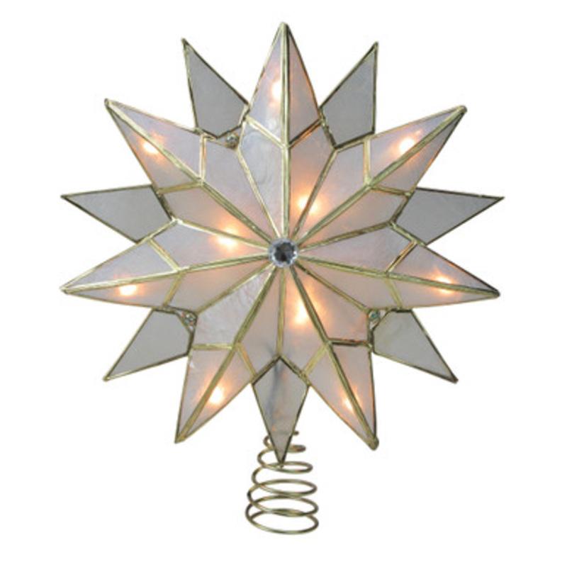 8.5 Lighted Gold Double Tip Star Christmas Tree Topper  Clear Lights