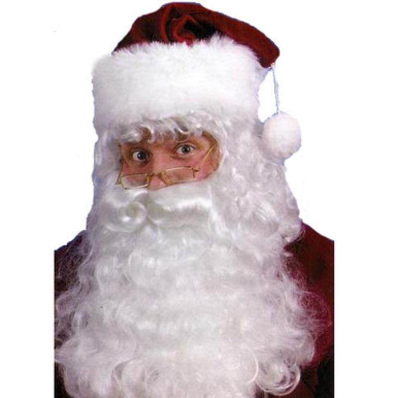8 White Santa Claus Beard Wig and Eyebrows Christmas Unisex Adult Costume Accessory  One Size