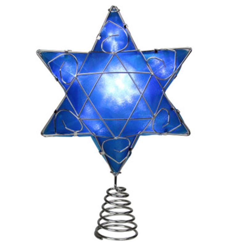 8 Lighted Hanukkah Star Tree Topper  Clear Lights