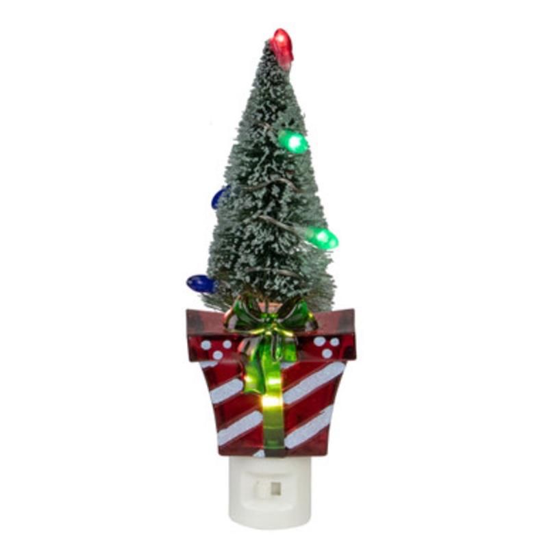 8 Red and Green Present with Frosted Christmas Tree Night Light
