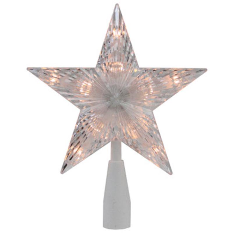 7.25 Clear 5-Point Star Traditional Christmas Tree Topper- Clear Lights