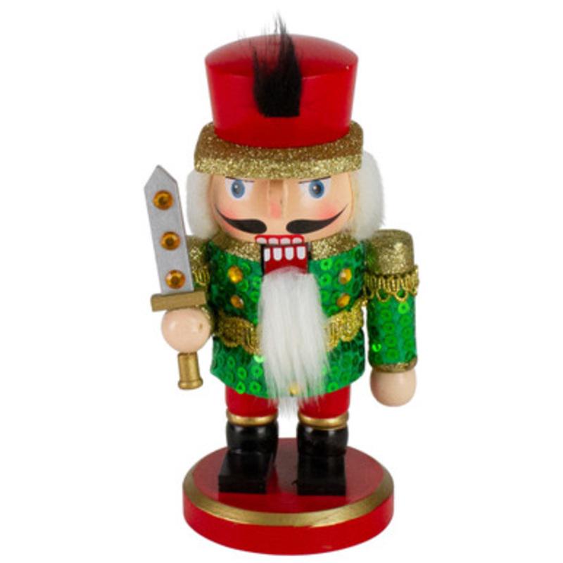 7 Green and Red Chubby Soldier with Sword Christmas Nutcracker