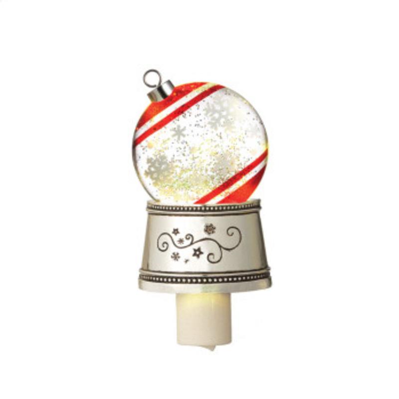7 White and Red Christmas Traditions Snowflake Ball Ornament Glittering Snow Dome Night Light