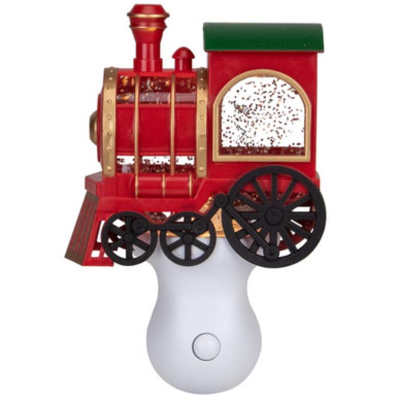 6.5 Red, Green and Gold Glitter Bubble Lamp Christmas Train Night Light