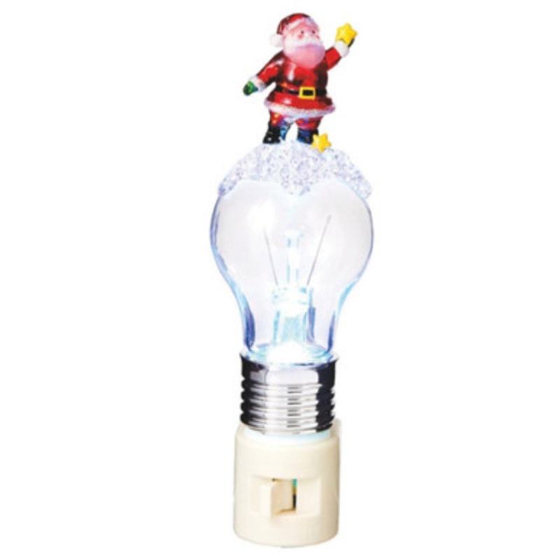 6.5 Red Santa Claus and Stars on an LED Bulb Decorative Christmas Night Light