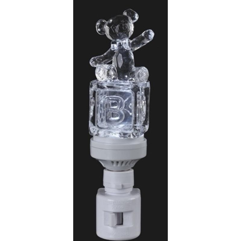 6.5 Icy Crystal LED Lighted Baby Block Teddy Bear Night Light
