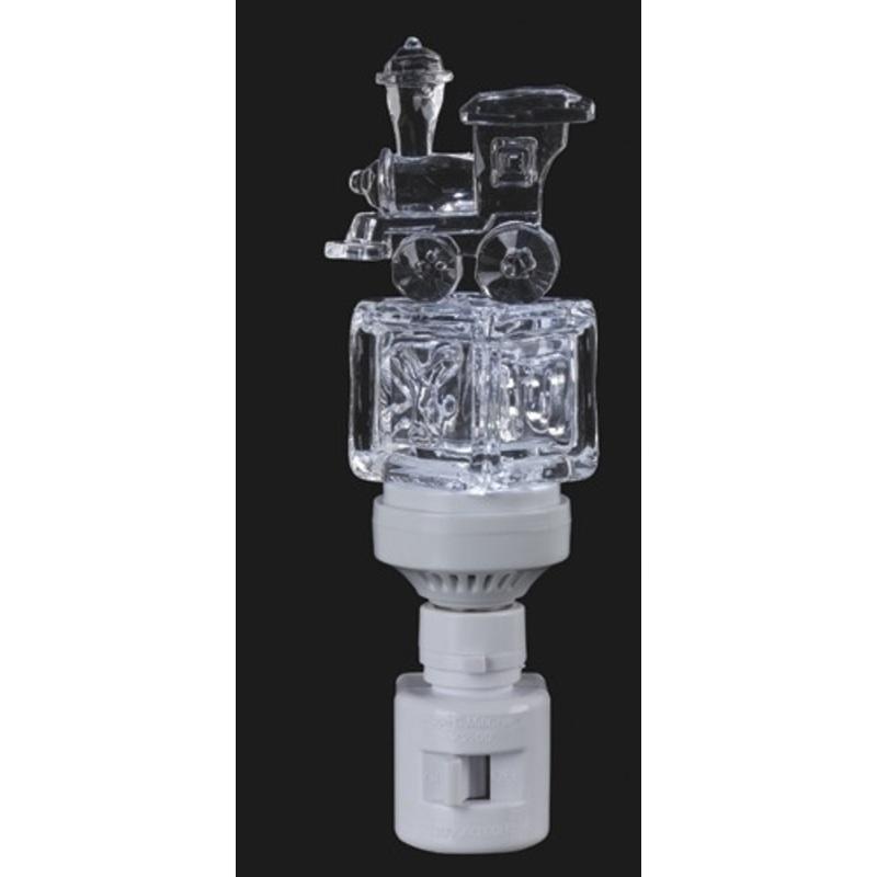 6.5 Icy Crystal LED Lighted Baby Block with Train Night Light