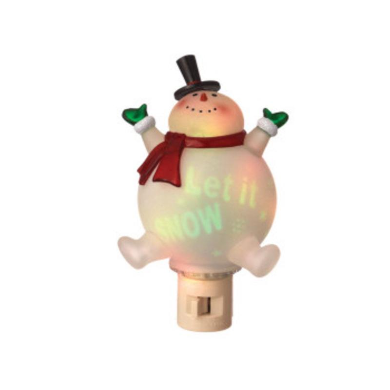 6.5 Clear and Red Let It SNOW Snowman Projection Night Light