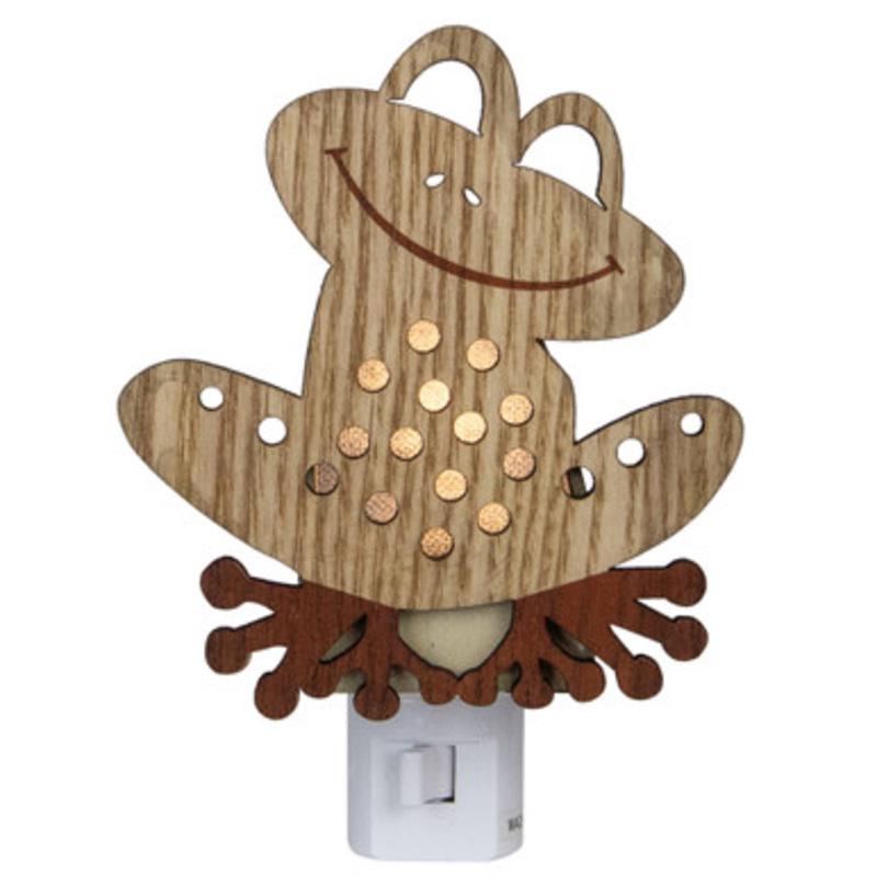 6 Wooden LED Smiling Frog Night Light