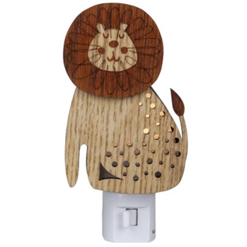 6 Wooden LED Smiling Lion Night Light