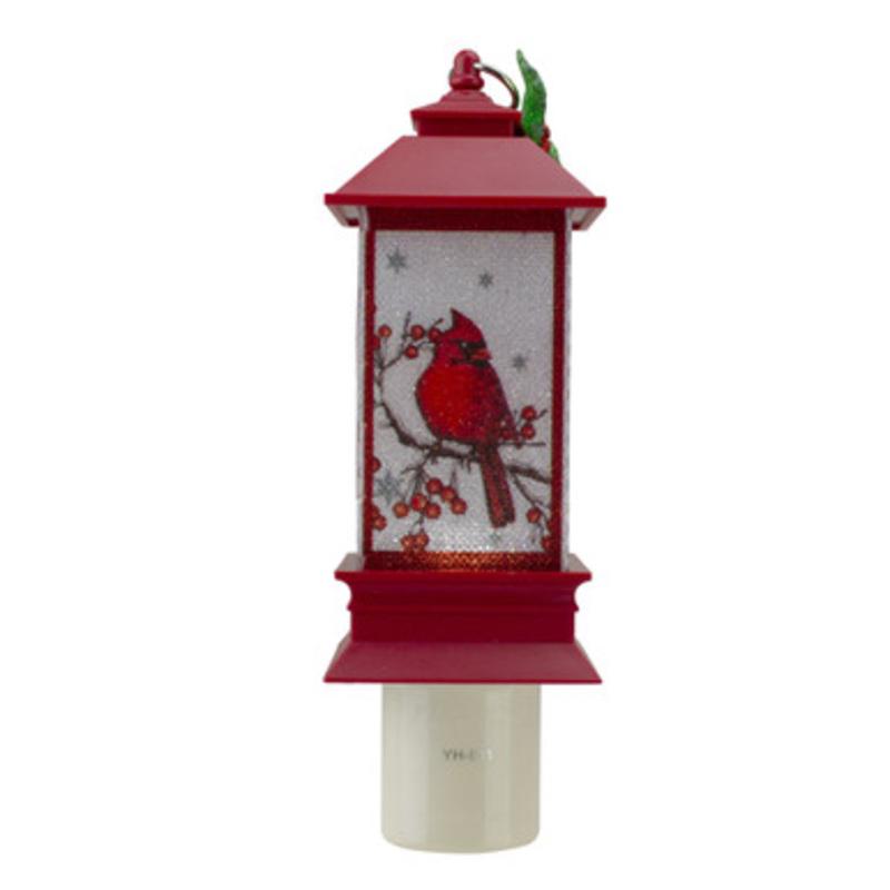 6 Red Cardinal Holly Christmas Lantern Night Light