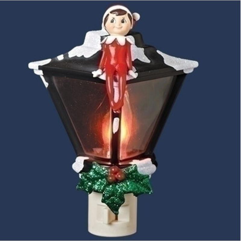 6 Pre-Lit Red and Black Elf Sitting on Lamp Post Christmas Night Light
