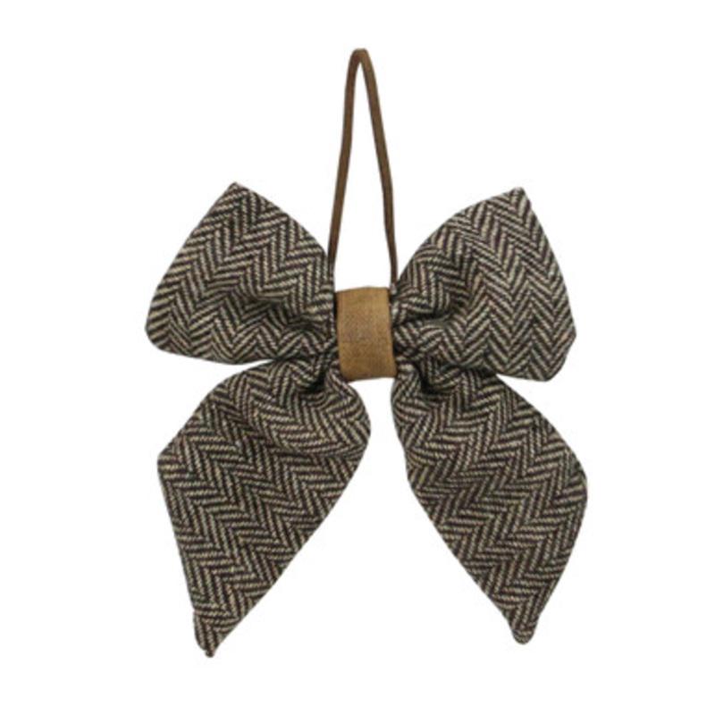 6 Brown and Ivory Two Loop Bow Christmas Decor