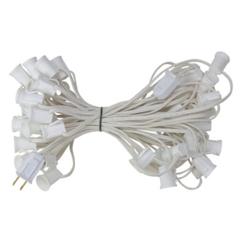 50 White Commercial C9 Christmas Light Socket Set