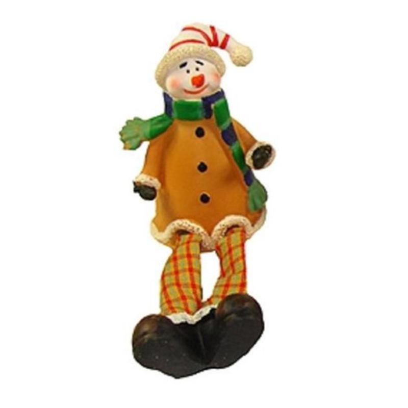 5.5 Festive Yellow and Plaid Sitting Snowman Christmas Table Top Figure
