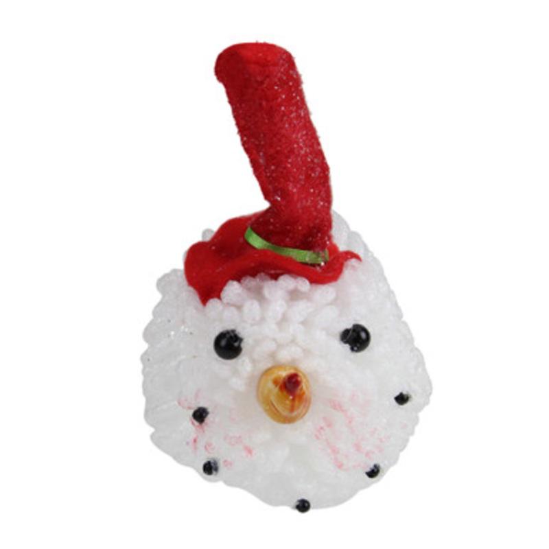 5 White and Red Snowman Head Wearing Hat Christmas Ornament