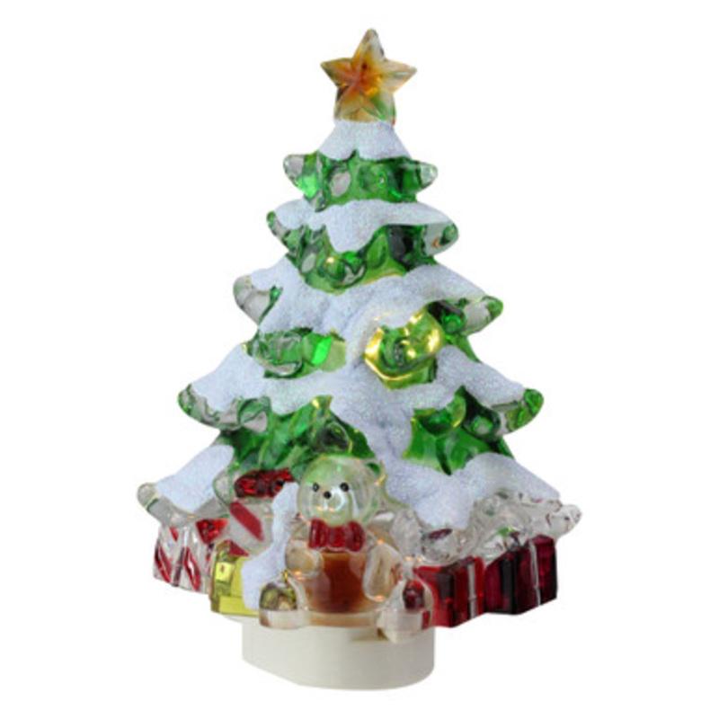 5.25 Green and White Snowy Christmas Tree Christmas Night Light