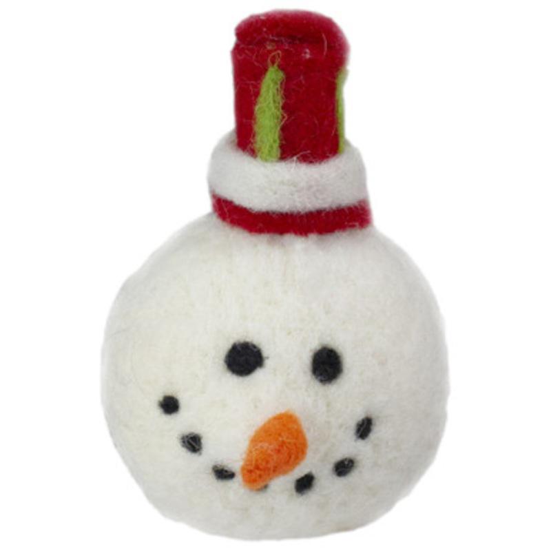 5 Snowman Head with a Red and White Hat Christmas Ornament